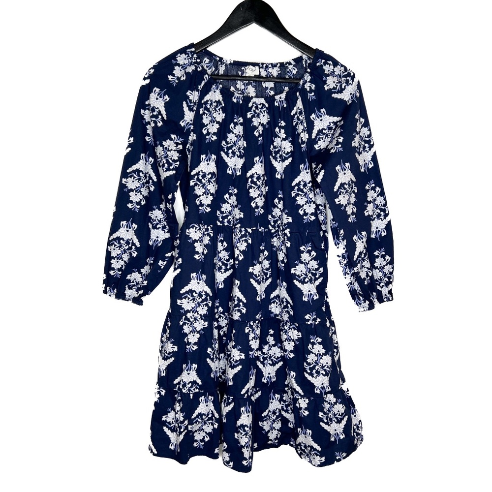 J.Crew Dress Floral Cotton Blend Poplin Raglan Tiered